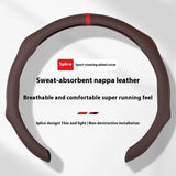 2026 Nappa Leather Steering Wheel Cover - Quick-Turn, Non-Slip, Breathable, Ultra-Thin, Comfortable, Secure Grip 4-Season Car Interior Car Accessories for Modern Vehicle Owners (White Leather with Red Stitching) Enhances Your Drive