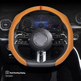 2026 Nappa Leather Steering Wheel Cover - Quick-Turn, Non-Slip, Breathable, Ultra-Thin, Comfortable, Secure Grip 4-Season Car Interior Car Accessories for Modern Vehicle Owners (White Leather with Red Stitching) Enhances Your Drive