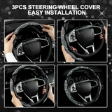 2026 New Bling Rhinestone Steering Wheel Cover, Trendy Non-Slip All Season Fits 99% US Family Cars, Ideal for Women Drivers